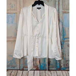 1. State Womens Size Large White Long Sleeve Pullover Blouse Tunic Top